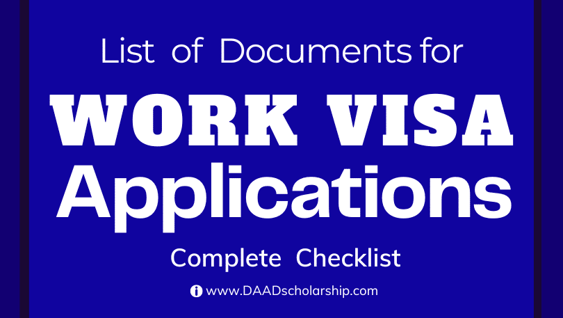Documents Checklist for Work VISA Application Submission
